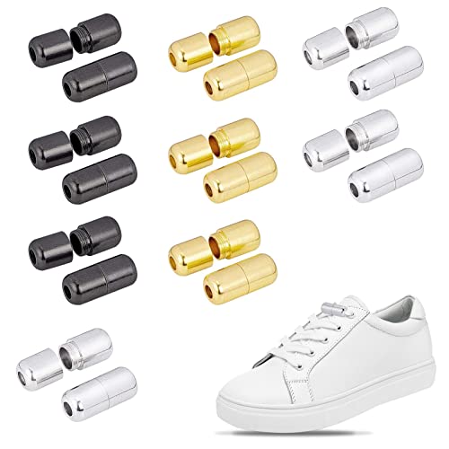 Basetousual 18 Pièces Capsule de Lacet, Fermeture à Lacets en Métal, Boucle de Lacet en métal, pour Enfants, Adultes, Seniors et Marathoniens(3 Couleurs) Cover