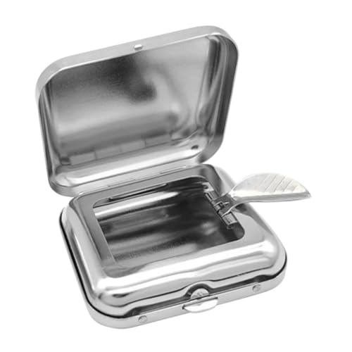 VICASKY Portable Mini Metall Taschenaschenbecher Mit Deckel Robuster Edelstahl Zigarettenaschenbecher Für Auto Outdoor Elegantes Design Für Unterwegs