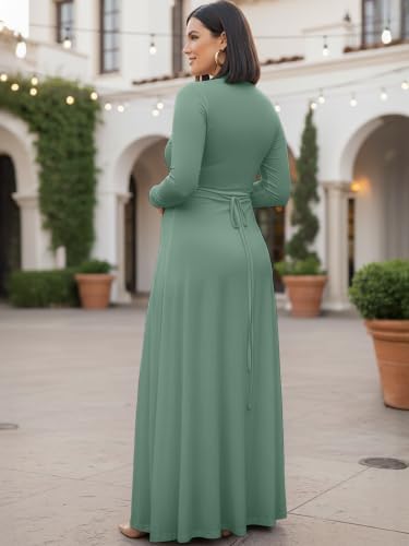Image of KOH KOH Womens Maternity Long Sleeve V-Neck Flowy Winter Maxi Dress Gown