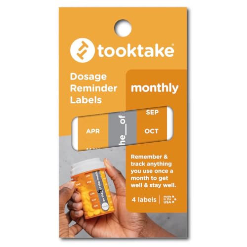 Tooktake Monthly Medication Reminder Labels – Easy Medication Tracking Stickers for Monthly Prescriptions, Vitamins & Supplements - for Pets Too