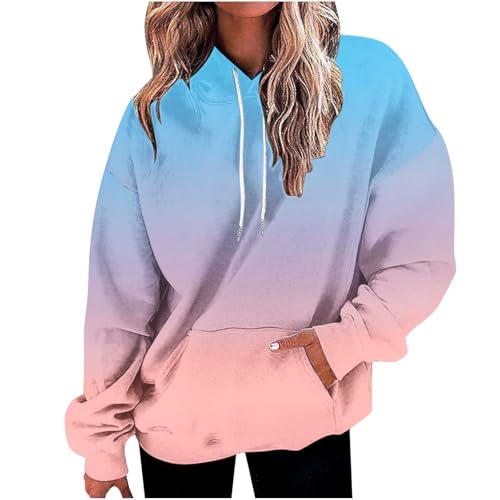 Womens Hoodies Gradient Long Sleeve Drawstring Pullover Tops Pockets Girls' Fashion Loose Casual Fall Sweatshirt4