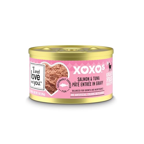 I AND LOVE AND YOU XOXOs Wet Cat Food - Salmon + Tuna Pâté - Grain Free, Filler Free, 3oz Pack of 24 Cans
