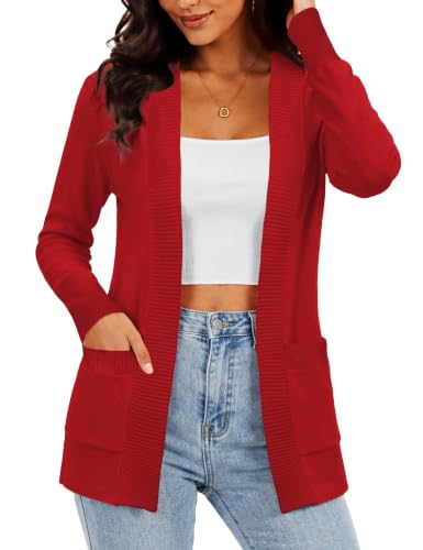 Image of REDHOTYPE Women's Open Front Cardigans Sweater with Pockets S-XXL | Womens Cardigan Sweater,Casual Style,Lightweight comfort,Soft & stretchy fabric,Long Sleeve,Perfect for for any season