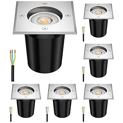 ledscom.de Boden-Einbauleuchte RELI, Outdoor Edelstahl eckig IP67 inkl. 5,473W LED Lampe je 468lm 30° warmweiß Cover