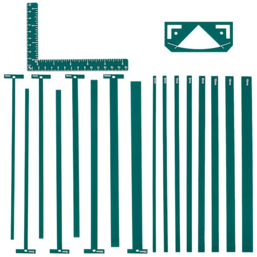 UNICRAFTALE 1 juego de plantillas de encuadernación de acrílico flexibles, paquete de encuadernación, verde azulado, herramienta simple para scrapbooking, 18 unidades, reglas en forma de T para