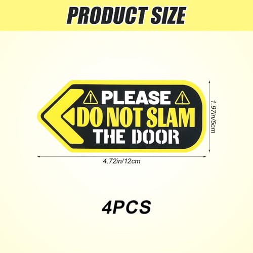 Image of 4pcs Please Do Not Slam Door Sticker, 4.72x1.97in PVC Do Not Slam Door Sign Sticker Self-Adhesive Car Window Door Warning Label Decal for Auto Car Vehicle Taxi Passengers
