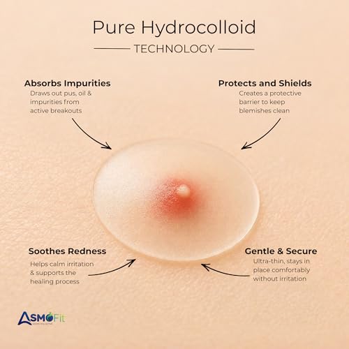 Image of ASMOFIT Acne Pimple Patch for Face | 72 Hydrocolloid Pimple Patches | 2 Percent Salicylic Acid | Invisible Waterproof Acne Patches for Whiteheads | Day and Night Use