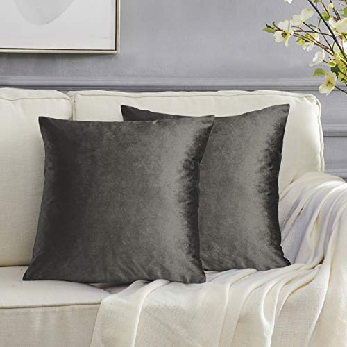 Image of GIGIZAZA Decorative Throw Pillow Covers,24 x 24 Graphite Couch Pillow Covers,Velvet Square Cushion Covers