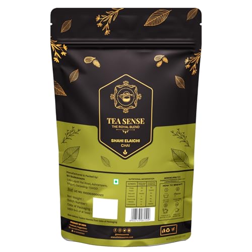 Image of TEA SENSE Shahi Elaichi Chai - Premium Assam CTC Tea with Real Cardamom | 500 g | No Added Flavours or Essence | Strong Aromatic Chai | Rich Colour Milk Tea