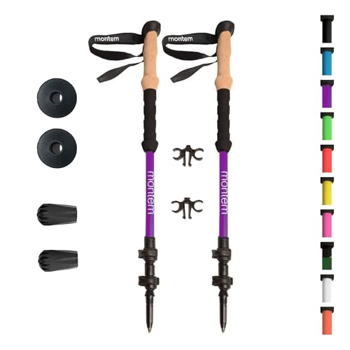 Montem Ultra Strong Trekking, Walking, and Hiking Poles - One Pair (2 Poles) - Collapsible, Lightweight, Quick Locking, and Ultra Durable