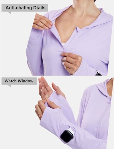 Seamaid Jaqueta feminina com capuz e proteção solar FPS 50+, leve, de manga comprida, para o verão,