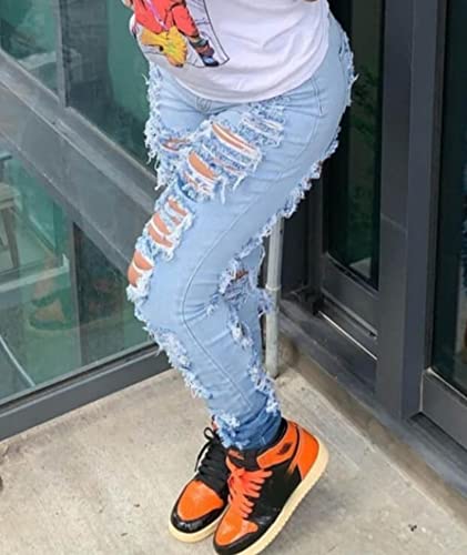FYEARFOX Women’s High Waist Skinny Stretch Ripped Jeans Curvy Slim Fit Butt Lifting Distressed Destroyed Denim Pants3