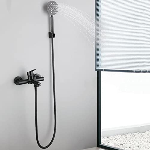 Robinets de bain muraux avec douchette acier inoxydable noir mat