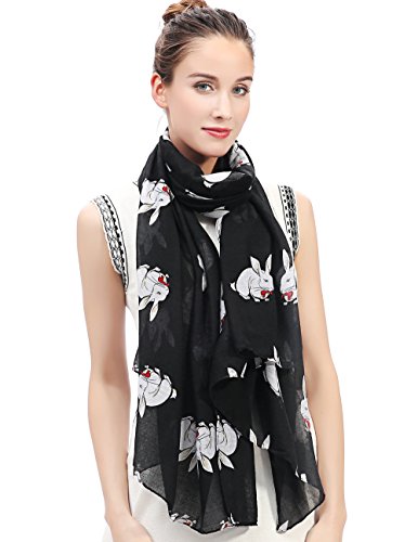 Lina & Lily Rabbit Bunny Print Women's Scarf Shawl Wrap Lightweight