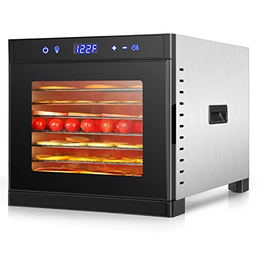Dehyber Food dehydrator ,8-Tray Dehydrators for Food and Jerky with Digital Temperature Control and Timer,304 Stainless Steel food dryer dehydrator for Beef,Fruit,Dog Treats