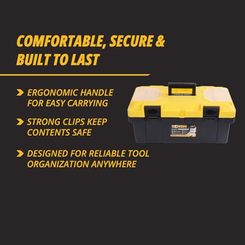 Image of Plastic Tool Box 19 Inch | Unbreakable PP body with ABS Plastic Handle| Non Slip Latch | Lock Hole | Top Organizer | Tool Tray, Designed for Home, DIY and Professional Applications