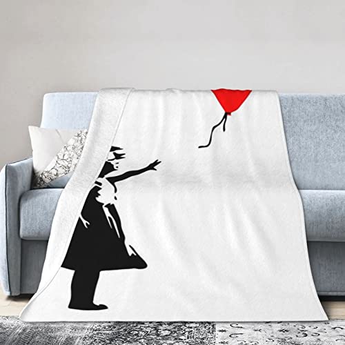 毛布 バンクシー 女の子 赤い風船 アニメ ひざ掛け 軽量 薄手 ブランケット フランネル 洗える 静電気防止 暖かい 柔らかい なめらかな肌触り 四季適用 かわいい 人気 プレゼント fw19 125x100cm