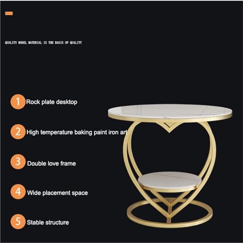 Image of Coffee Table for Living Room,Modern Corner Sofa Side Bedside Tables Snack End Table for Bedroom,White Table Top with Gold Metal Frame (Gold White)