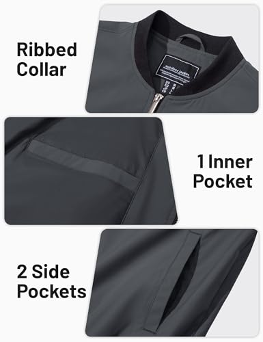Image of TACVASEN Men's Lightweight Jacket Spring Bomber Fall Windbreaker Casual Stylish Coats with Pockets
