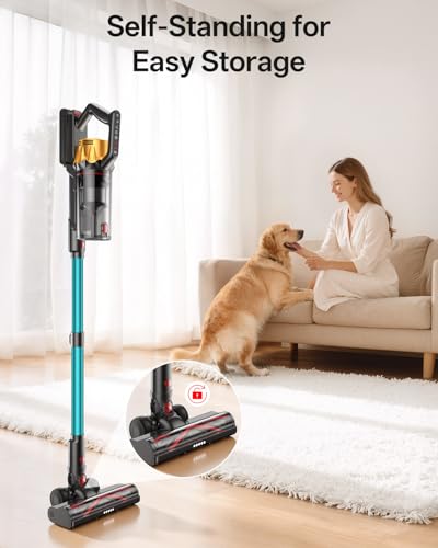 Image of Cordless Vacuum Cleaner, 650W 55KPa 60Mins Vacuum Cleaners for Home, 8-in-1 Stick Vacuum with Charging Dock Station, Powerful Suction, Rechargeable, Versatile for Carpet, Hard Floor, Pet Hair