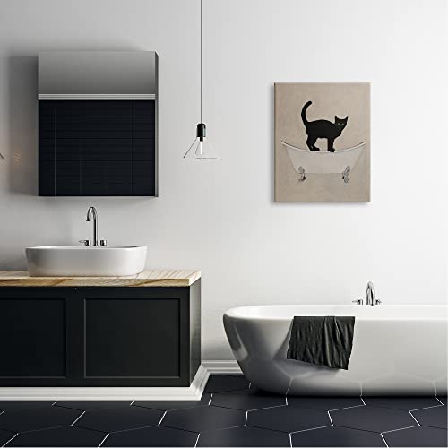 Image of Black Cat Claw Foot Bathtub, 24 x 30 Inch Canvas Wall Art