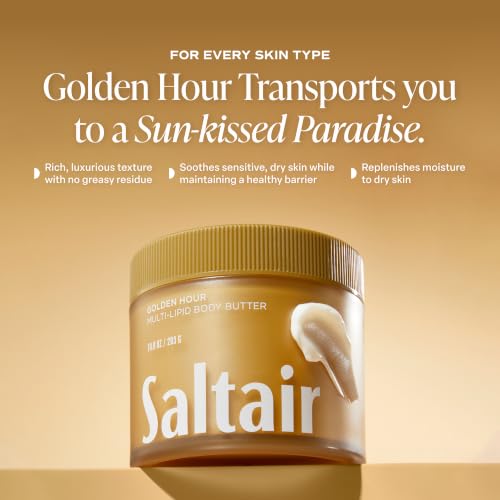 Image of Saltair Multi-Lipid Body Butter | Golden Hour Ceramide Cream | 10 oz | Creamy texture with conditioning ingredients for lasting hydration and a soft comfortable finish