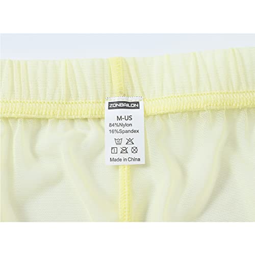 Long Leg Sexy Short Home Underwear Mesh Transparent Men Solid Breathable Hot Boxer Sleep Bottoms Pajama Underpants Yellow #TOP6