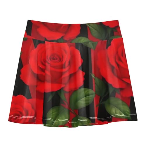 Red Roses Black Stripes Girls' Shorts Athletic Skorts Tennis Skirts Kids Navy Butterfly 3t