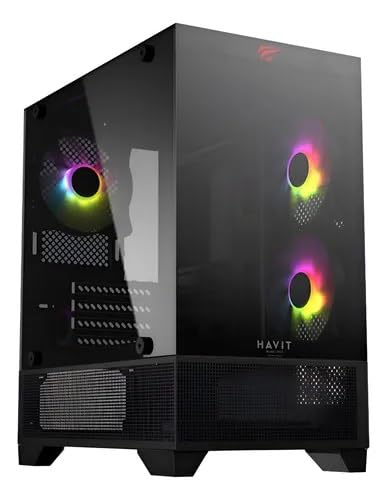 حافظة كمبيوتر العاب هافيت CF923 RGB - ميد تاور ATX/Micro‑ATX/Mini‑ITX، لوحة جانبية من الزجاج المقوى، دعم مروحة متعددة / رادياتير واتصال USB 3.0 امامي