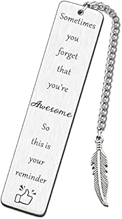 WTOPP Funny Inspirational Bookmark Gifts with Feather Metal Birthday Christmas for Best Women Men Friend BFF Him Her Thank You Gift for Colleagues Boss Graduation Gift for Daughter Son