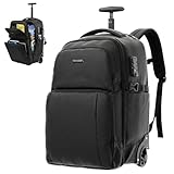 Hivexagon 37-Liter-Reise-Rucksack mit Rollen, großer Rollrucksack mit Zahlenschloss, langlebigen und leisen Rollen und verstaubaren Trägern für Reisen oder Geschäftsreisen