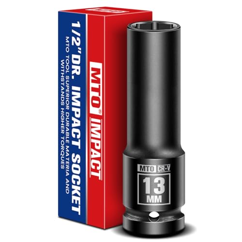 Image of MTO 1 /2 inch Drive 13mm Deep Impact Socket, 6-Point Metric Socket for Automotive Maintaince, CR-V Steel Meets ANSI Standards