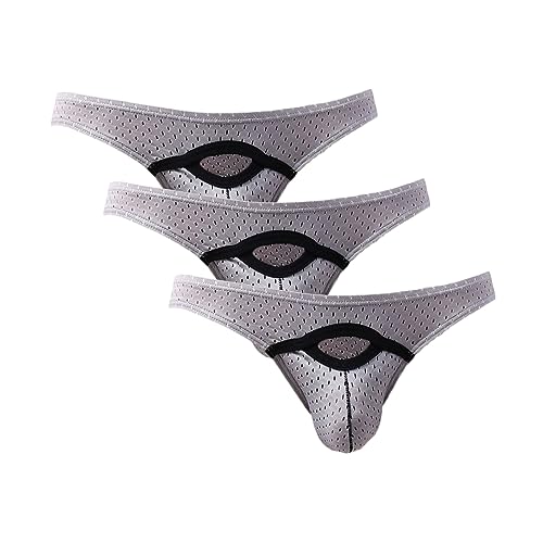Men Sexy Briefs Ice Silk Underwear Solid Low Rise Bikini Underpants Mesh U Convex Pouch Bikinis Boxer Shorts