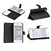 Neewer PU Leather Wallet Case Pouch Flip Stand Case Cover for Apple iPhone 5,5S (Black)