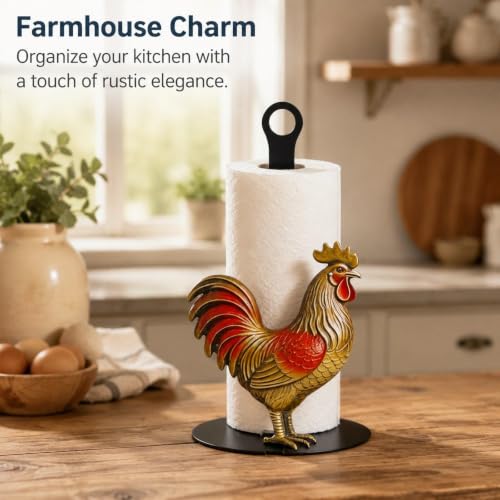 Portarrollos de cocina rústico e independiente con figura de pollo 6