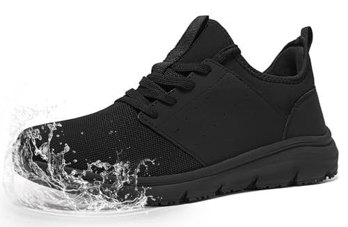 ZIGSAM Arbeitsschuhe Herren Kochschuhe Küche rutschfeste Wasserfeste Arbeits Schuhe Derby Männer Oxfords,46EU