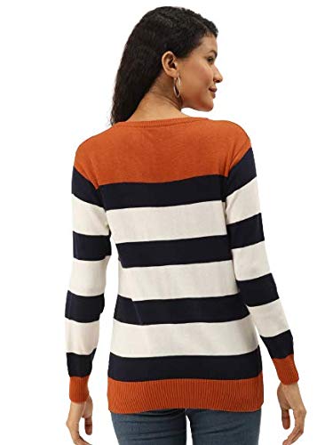 Image of Style Quotient Women's Green Striped Regular Sweaters
