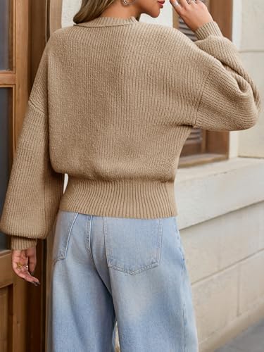 Image of Saodimallsu Womens Batwing Long Sleeve Sweaters Casual Crewneck Loose Chunky Knit Fall Pullover Tops