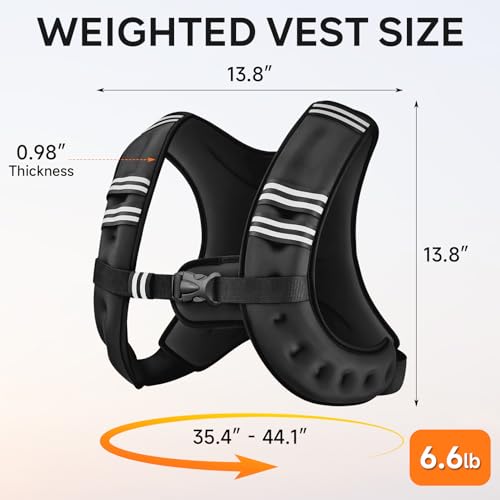 Image of SANLIKE Weighted Vest for Men & Women, Adjustable with Reflective Stripes | Available in 6.6 lb & 11 lb, includes armband and headband for workout, running and strength training