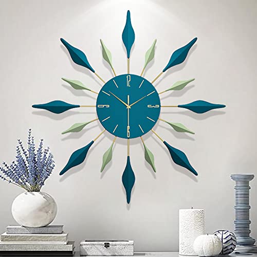 Asadal Large Wall Clock Non-Ticking Silent Decorative Wall Clocks Mid Century Modern Art Big Clocks For Living Room Dining Room Bedroom Office Decor, Dia 24 Inch Green #TOP2