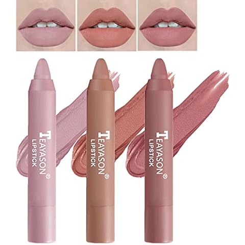 BKPPLZP 3 Pcs Matte Nude Lipstick Set,Lip Crayon Lipstick for Women Velvet Smooth Lip Gloss Stain Non-Stick Cup Lip Stick,Moisturing Long Lasting Waterproof Lipstick Lip Makeup(Set A) Cover