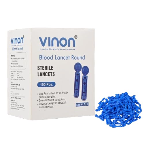 round blood lancets | 100 sterile lancets for blood glucose testing | universal fit for dr. morepen, accusure, control d & most lancing devices
