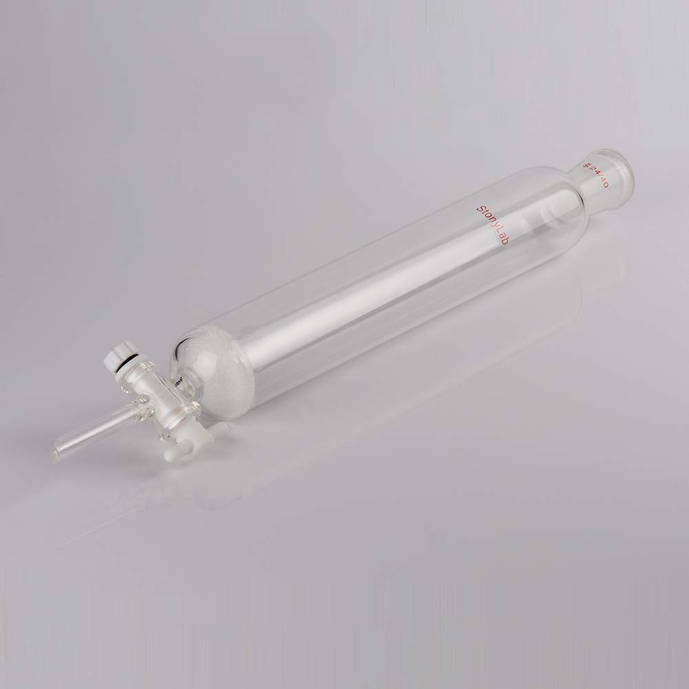 stonylab Chromatographie Säule aus Borosilikatglas, Chromatography Column 24/40 Gelenk Chromatographie Säule mit Fritte Scheibe und PTFE-Absperrhahn, 50mm Säule O.D und 300 mm Effektive Länge