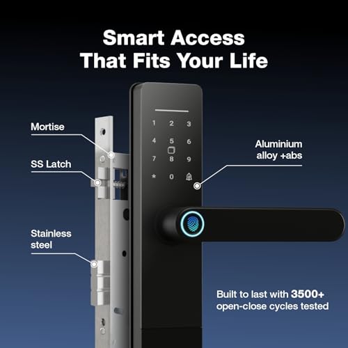 Image of Ozone Premium Smart Wi-Fi Door Lock for Wooden & Metal Door | 6-Way Access Fingerprint, Password, RFID Card, App, OTP, Key | Fits 30-50mm Doors | 2-yr Warranty, Free Professional Installation by Ozone