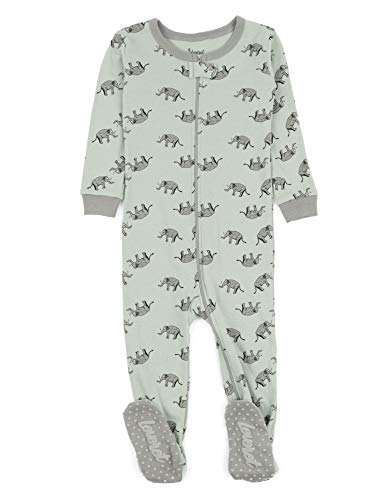 Leveret Kids Pajamas Baby Boys Girls Footed Pajamas Sleeper 100% Cotton (Elephant, Size 18-24 Months)