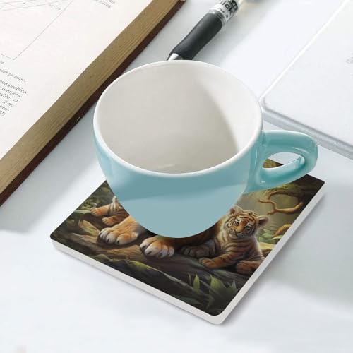 Dessous de verre céramique anti rayure lot de 4 liège pour table bois jungle - 6