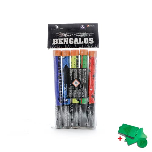 AKTIVHANDEL Bengalfeuer Bengalos 10-teiliges Set in rot, gelb, blau, grün, lila, Kat F1 Feuerwerk inkl. Einkaufswagenchip