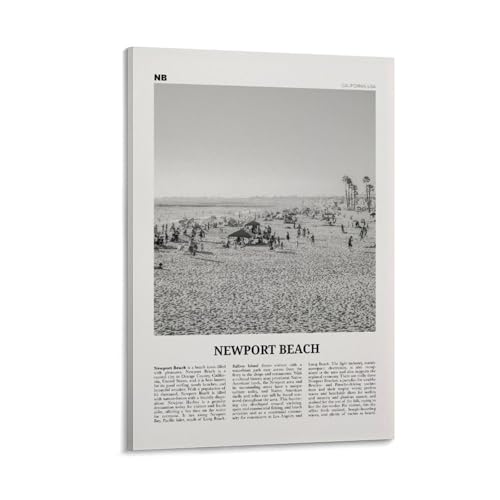 LZTEN Newport Beach Print Black And White Seaside, Newport Beach Wall Art, Newport Beach Poster, Orange County, California, USA, Stati Uniti Canvas Wall A