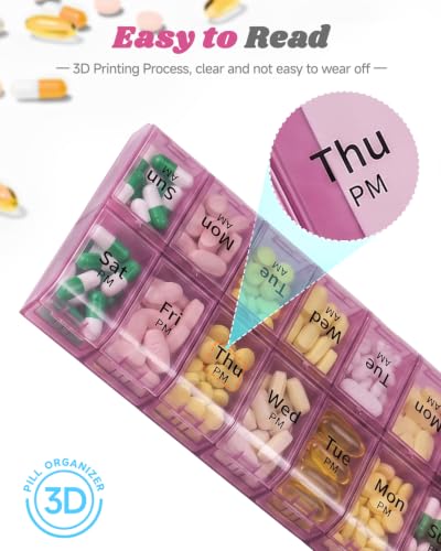 Image of Extra Large Weekly Pill Organizers pillcase pilboxes (Mauve)