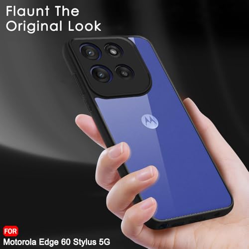 Image of TheGiftKart Hybrid Shockproof Back Cover Case for Motorola Moto Edge 60 Stylus 5G | Hard Back Cover for Motorola Edge 60 Stylus (PC & TPU, Transparent Clear Back, Black Sides)